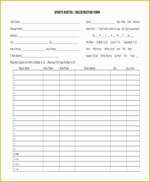 Softball Profile Template Free Of softball Lineup Card Template Blank Baseball Depth Chart