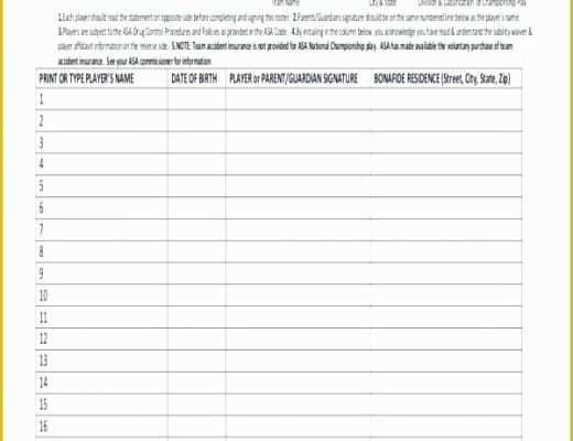 Softball Profile Template Free Of softball Lineup Card Template Blank Baseball Depth Chart