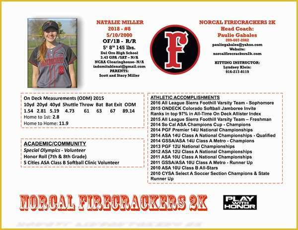 Softball Profile Template Free Of softball Profile Sheet to Pin On Pinterest