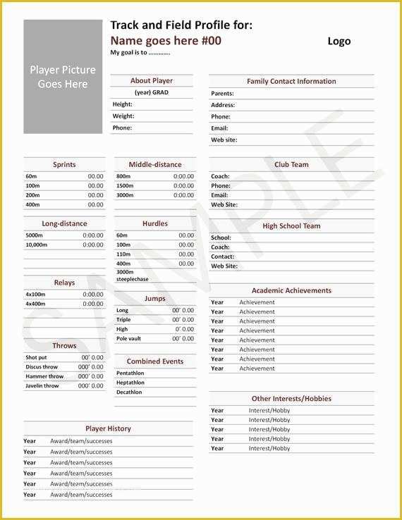 Softball Profile Template Free Of softball Profile Sheet to Pin On Pinterest