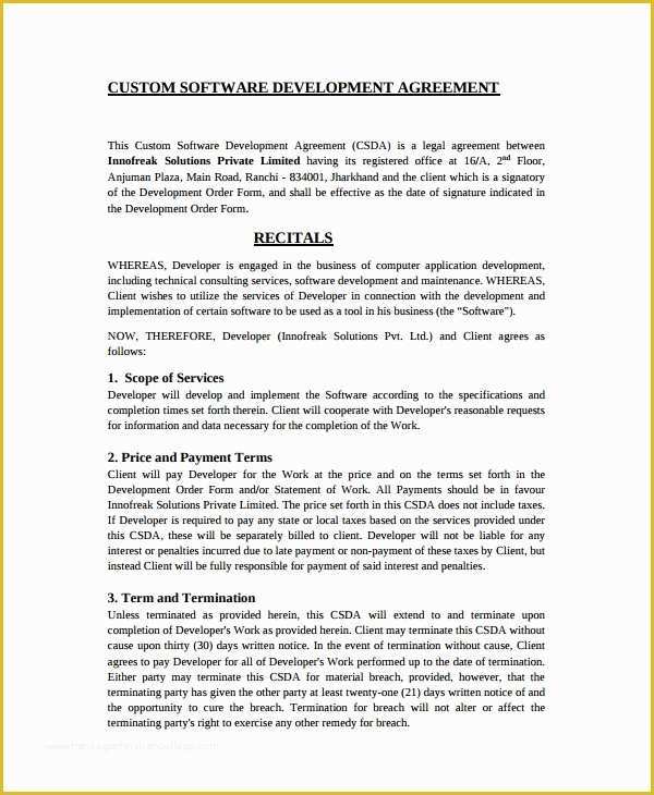 Software Development Contract Template Free Of 10 software Development Agreement Templates