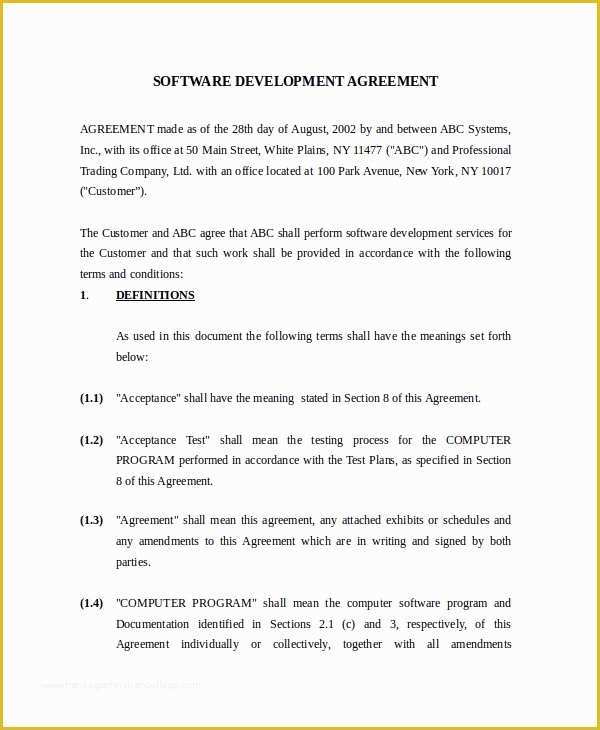 Software Development Contract Template Free Of 10 software Development Agreement Templates