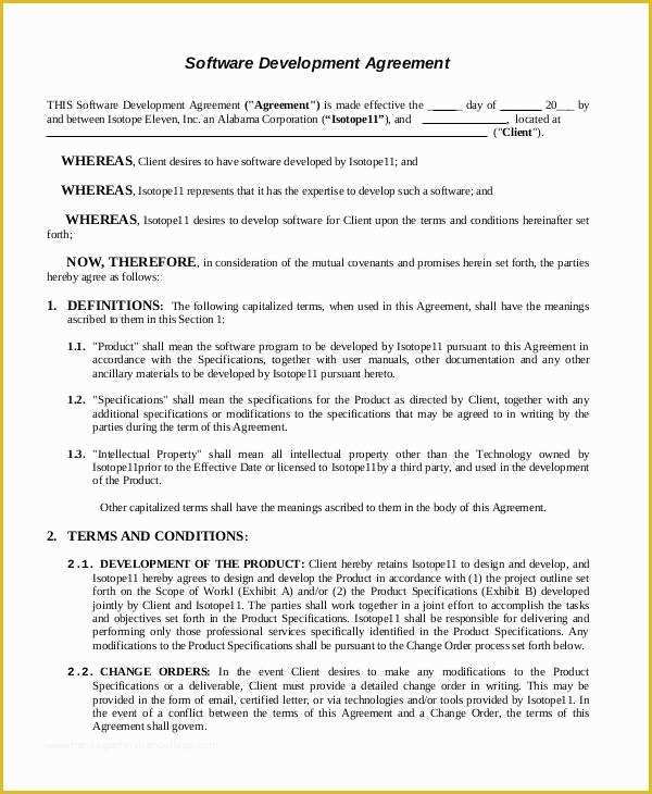 Software Development Contract Template Free Of 43 Contract Agreement formats
