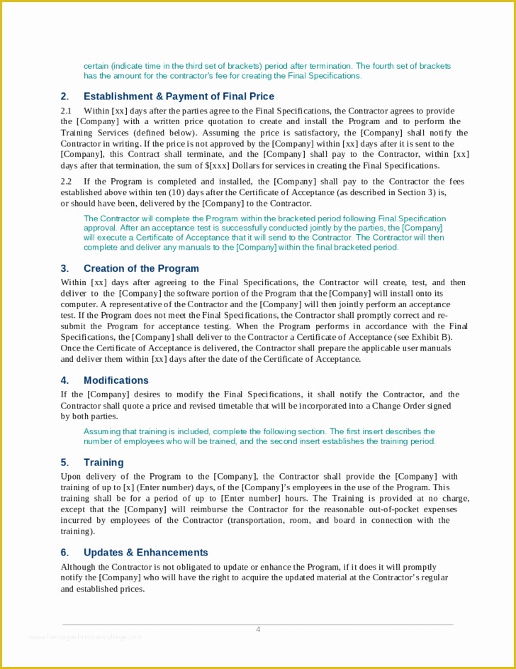 Software Development Contract Template Free Of Custom software Development Agreement Free Download