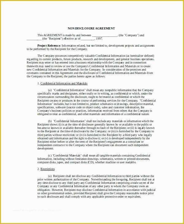 Software Development Contract Template Free Of Non Agreement Template Confidentiality Agreements
