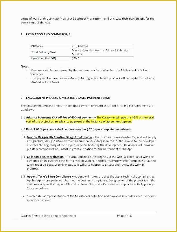 Software Development Contract Template Free Of software Development Milestones Template Excel Milestone