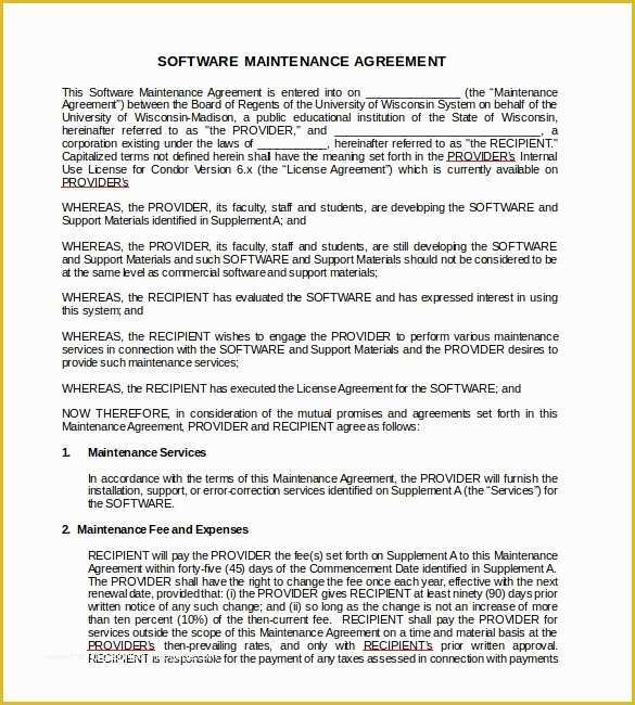 Software Support Contract Template Free Of It Support Contract Template 9 Download Documents In