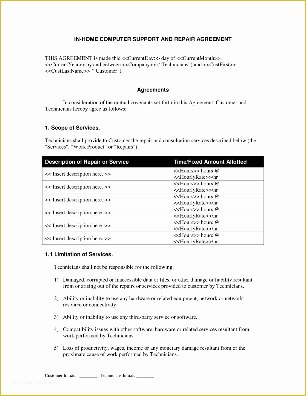 Software Support Contract Template Free Of software Support Contract Template Free Printable Documents