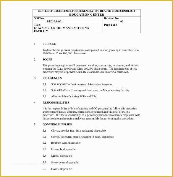 Sop Template Free Of 13 Standard Operating Procedure Templates Pdf Doc