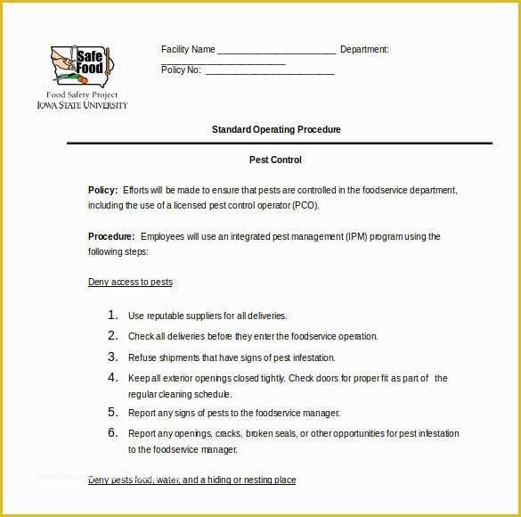 Sop Template Free Of 13 Standard Operating Procedure Templates Pdf Doc