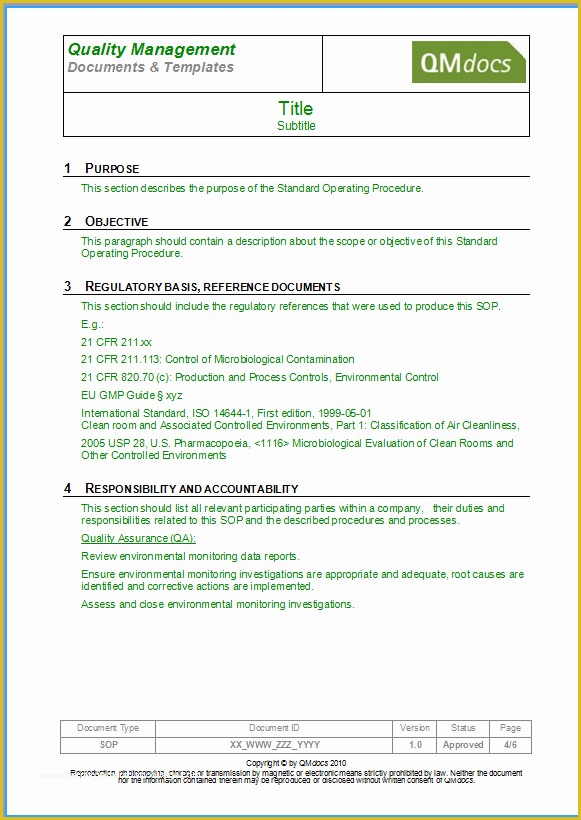 Sop Template Free Of 6 sop Templates formats Examples In Word Excel