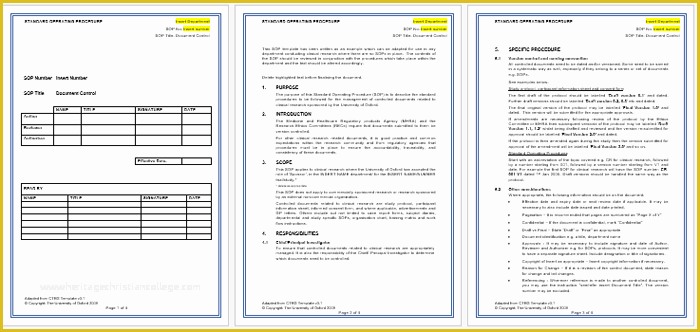 Sop Template Free Of Standard Operating Procedure sop Templates for Word
