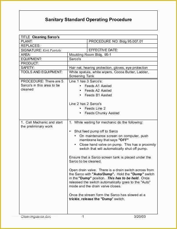 Sop Template Free Of Standard Operating Procedure Template 9 Standard Operating