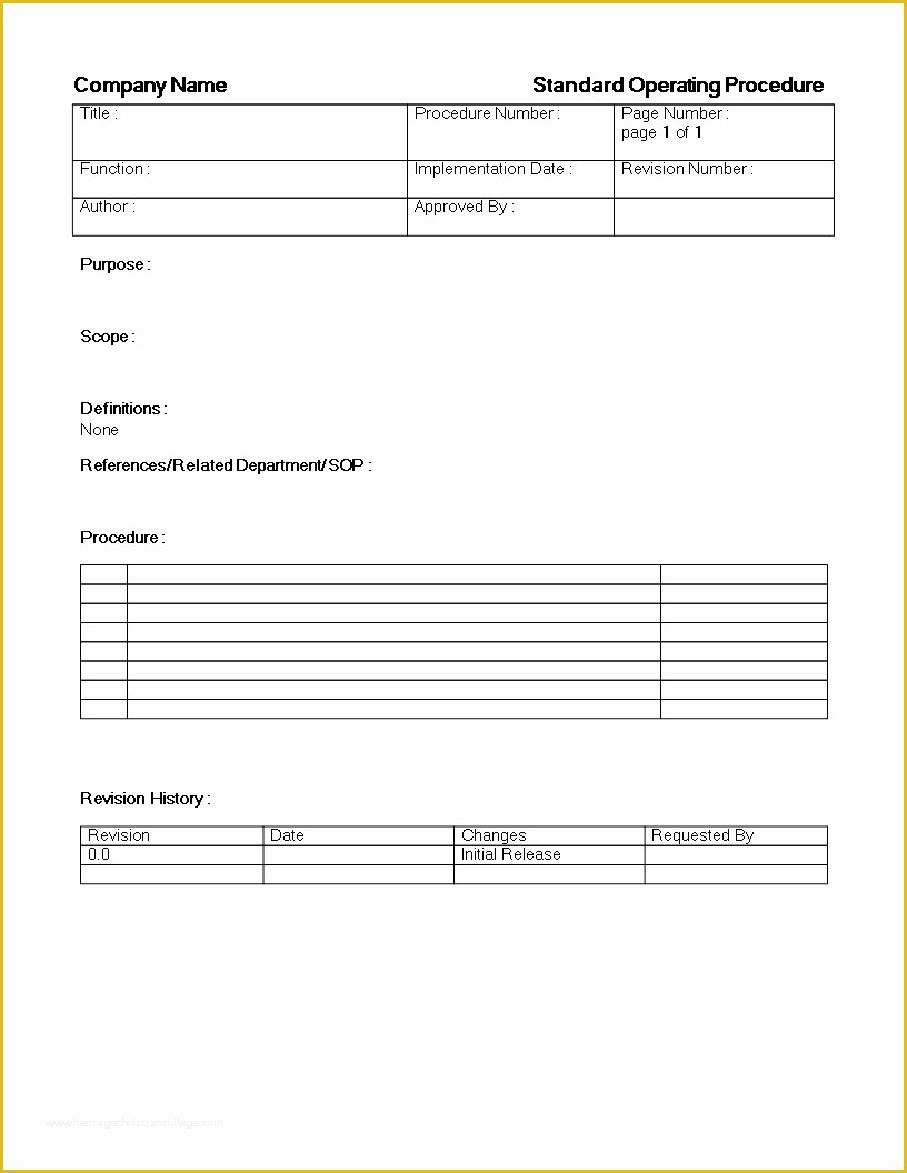 Sop Template Free Of Standard Operating Procedure Template Download This Free