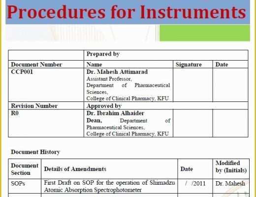 Sop Template Free Of Standard Operating Procedure Template Excel Pdf formats