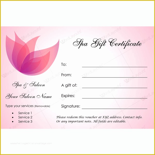 Spa Gift Certificate Template Free Of 50 Spa Gift Certificate Designs to Try This Season