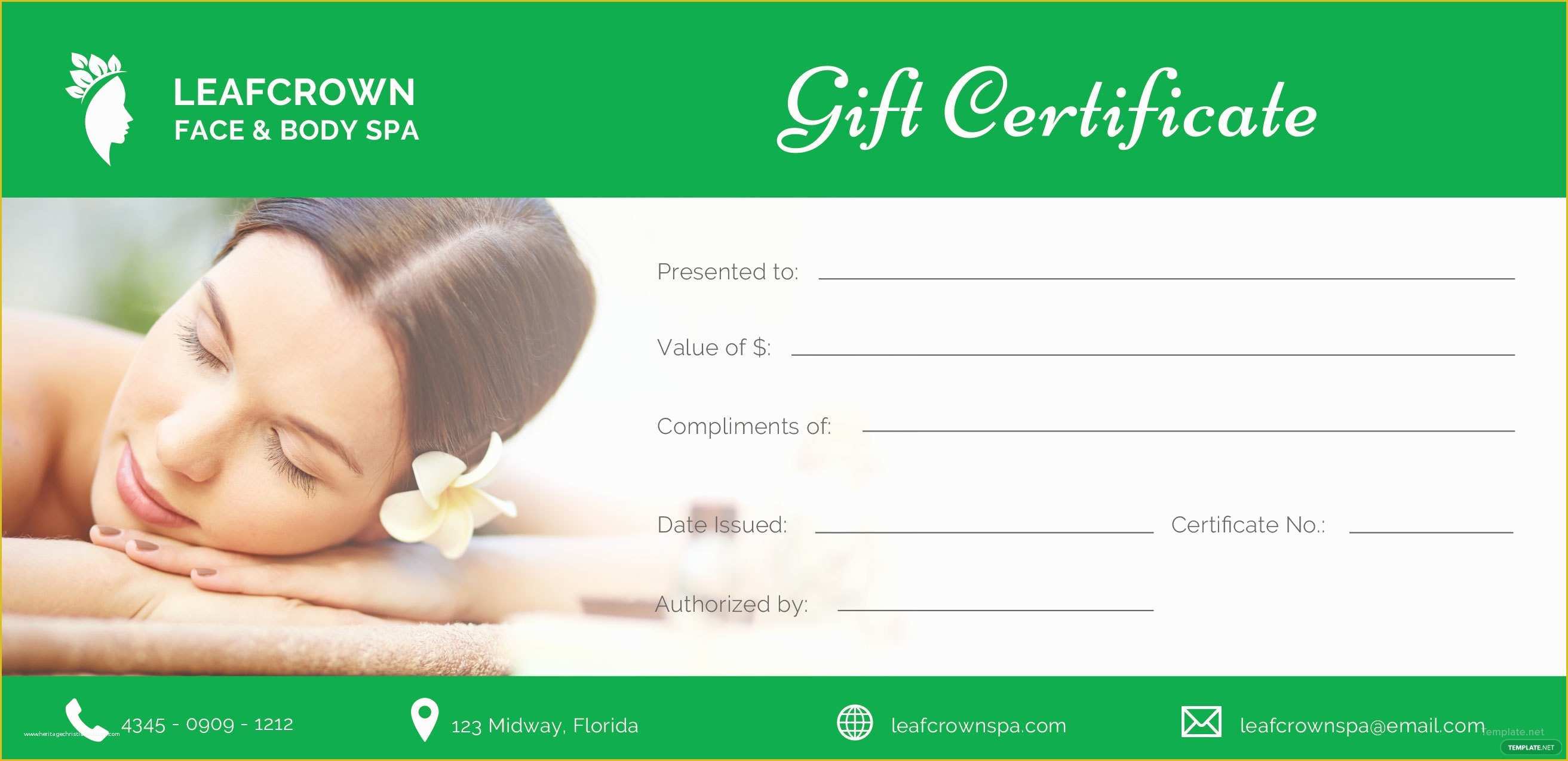 Spa Gift Certificate Template Free Of Free Spa Gift Certificate Template In Adobe Illustrator