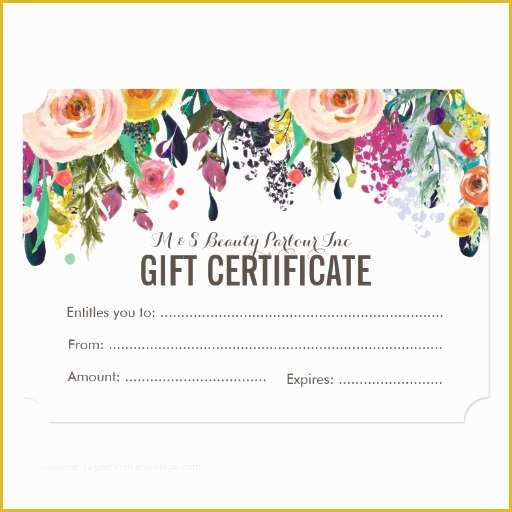 Spa Gift Certificate Template Free Of Painted Floral Salon Gift Certificate Template Card