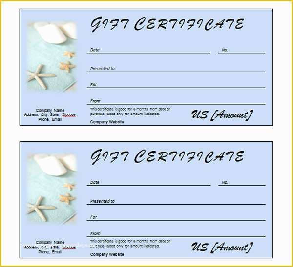 Spa Gift Certificate Template Free Of Printable Gift Certificate Templates