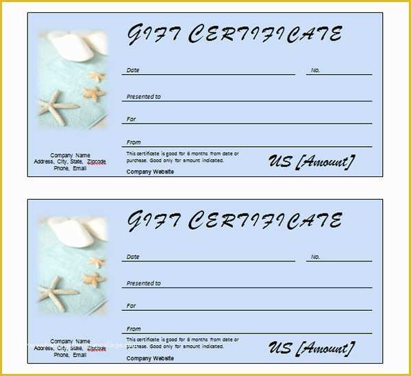 Spa Gift Certificate Template Free Of Printable Gift Certificate Templates