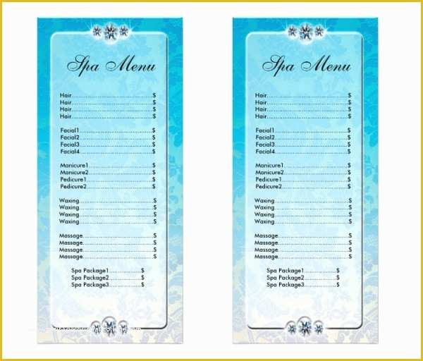 Spa Menu Template Free Of 22 Spa Menu Templates Psd Eps