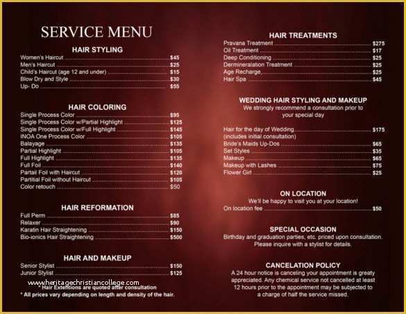 Spa Menu Template Free Of 25 Price List Templates Doc Pdf Excel Psd