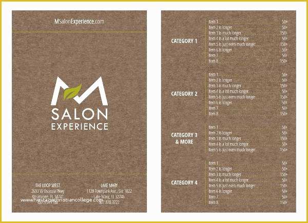 Spa Menu Template Free Of 9 Salon Menu Templates Psd Vector Eps Ai Illustrator