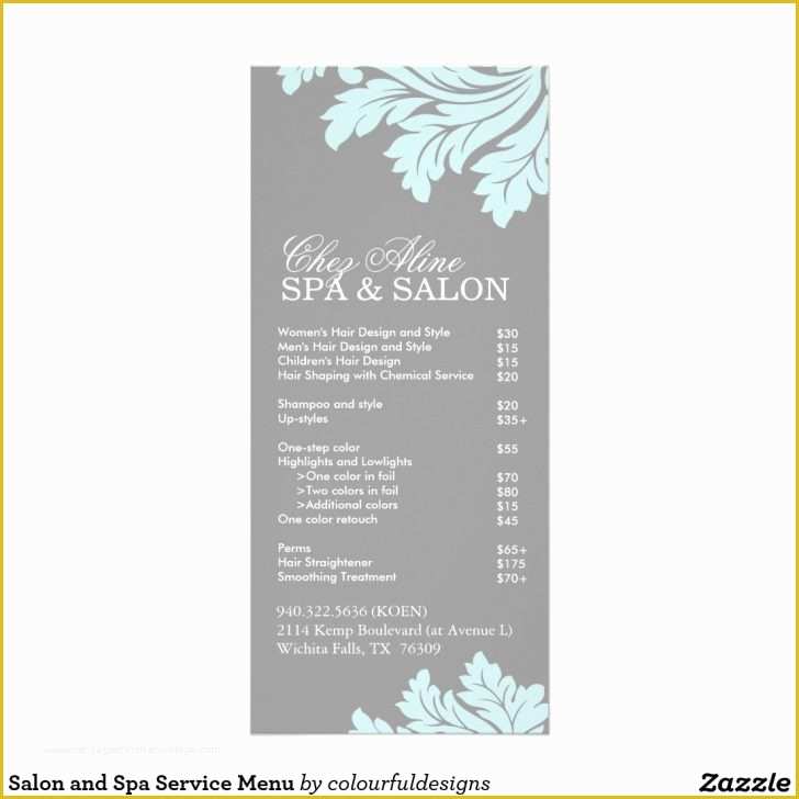 Spa Menu Template Free Of Menu Spa Menu Templates