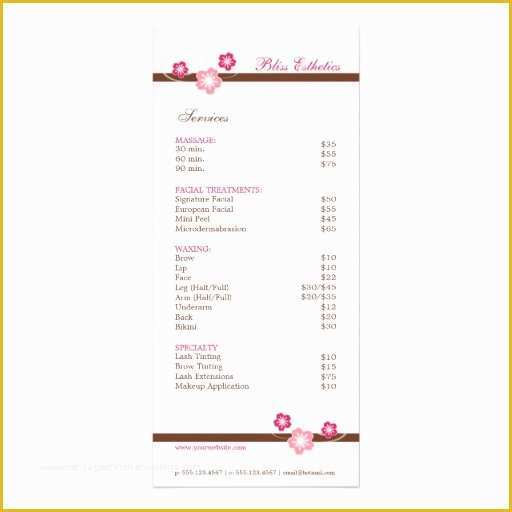 Spa Menu Template Free Of Pink and Brown Sakura Spa Menu Template Full Color Rack