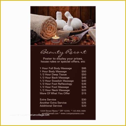 Spa Menu Template Free Of Promotional Spa Menu Services Poster Template