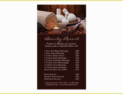 Spa Menu Template Free Of Promotional Spa Menu Services Poster Template