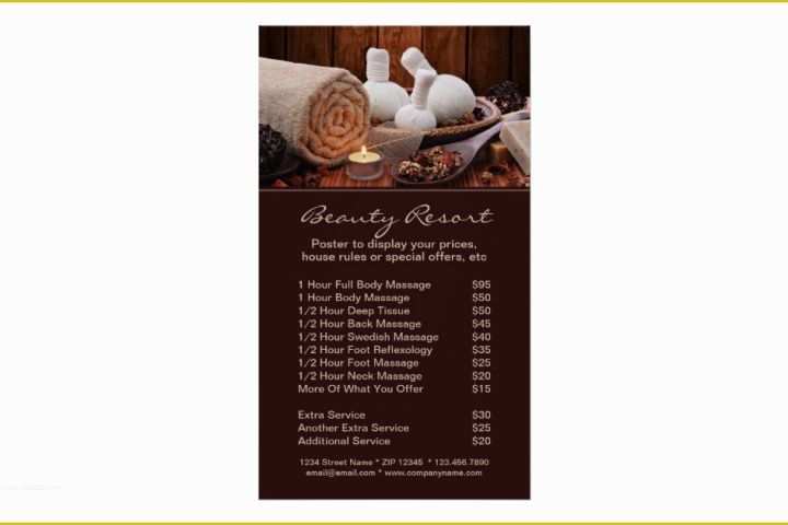 Spa Menu Template Free Of Promotional Spa Menu Services Poster Template