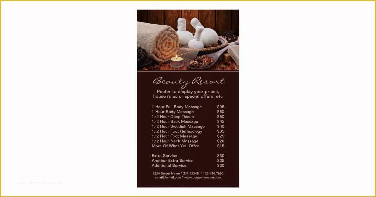 Spa Menu Template Free Of Promotional Spa Menu Services Poster Template