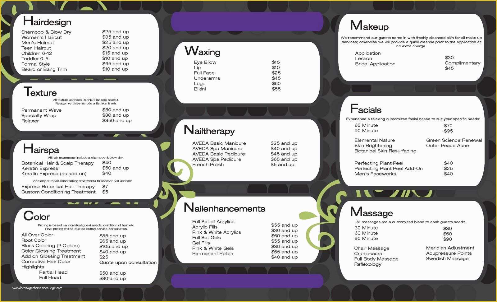 Spa Menu Template Free Of Salon Service Menu Template Places to Visit