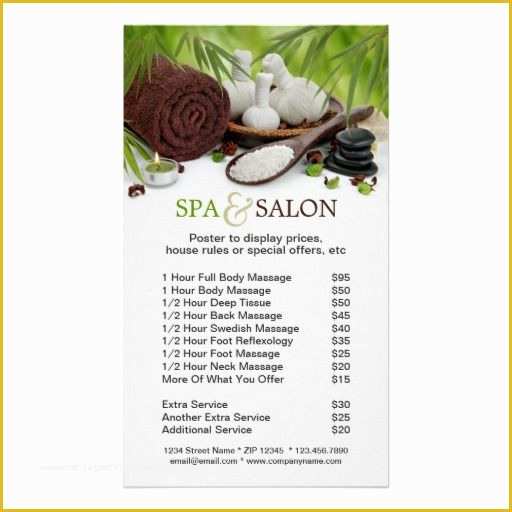 Spa Menu Template Free Of Spa Massage Salon Menu Services Poster