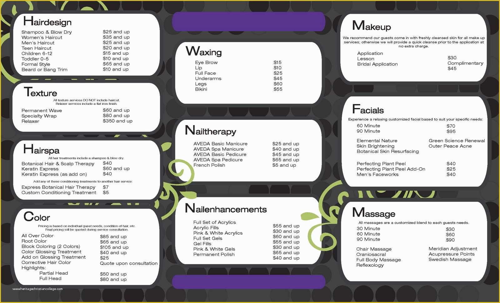 Spa Menu Template Free Of Tatum Criner Mcwatters Portfolio Trillium Salon and Spa