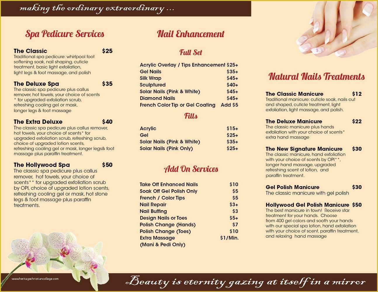 Salon Menu Templates