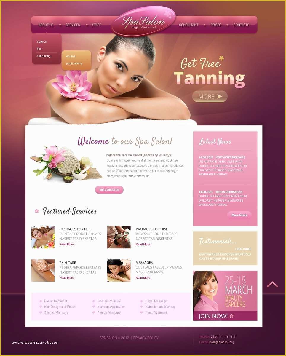 Spa Website Templates Free Download Of Beauty Salon Website Template