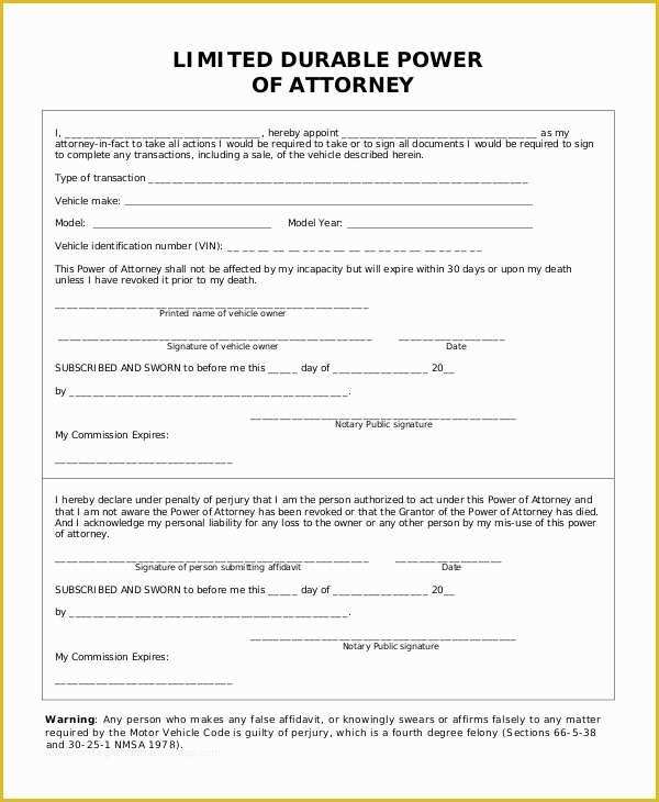 Special Power Of attorney Template Free Of 10 Sample Limited Power Of attorney forms
