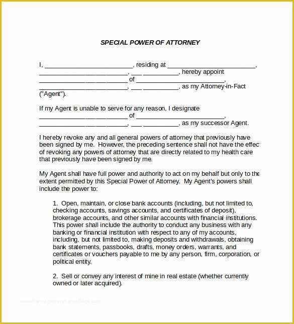 Special Power Of attorney Template Free Of 9 Special Power Of attorney forms to Download