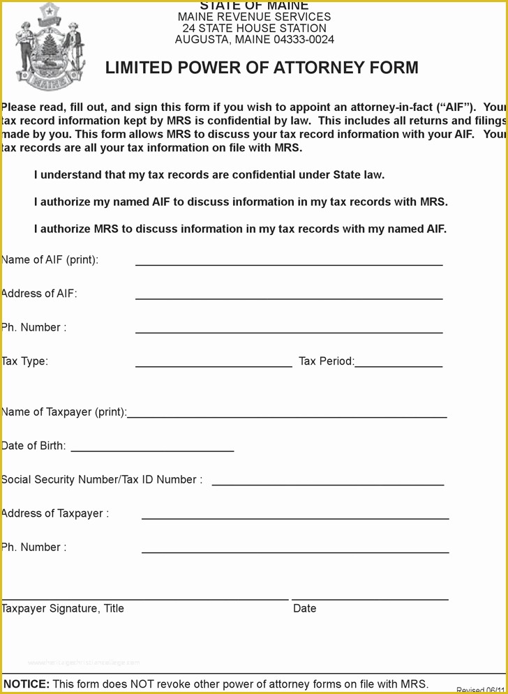 Special Power Of attorney Template Free Of Free Maine Limited Power Of attorney form Pdf 17kb