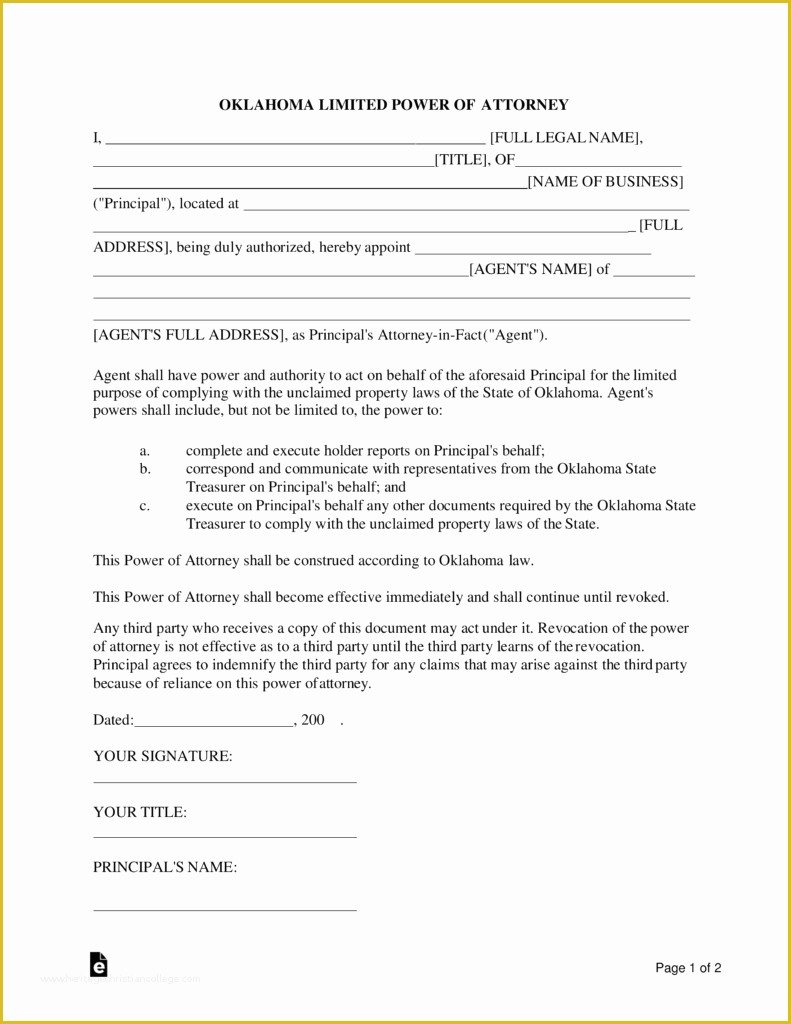 59 Special Power Of attorney Template Free