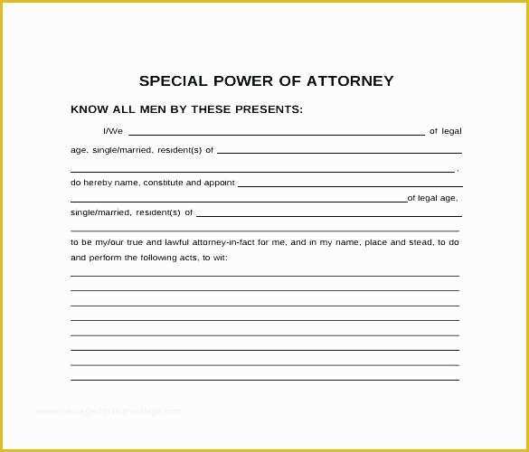 Special Power Of attorney Template Free Of Free Power attorney Template ordinary form Document