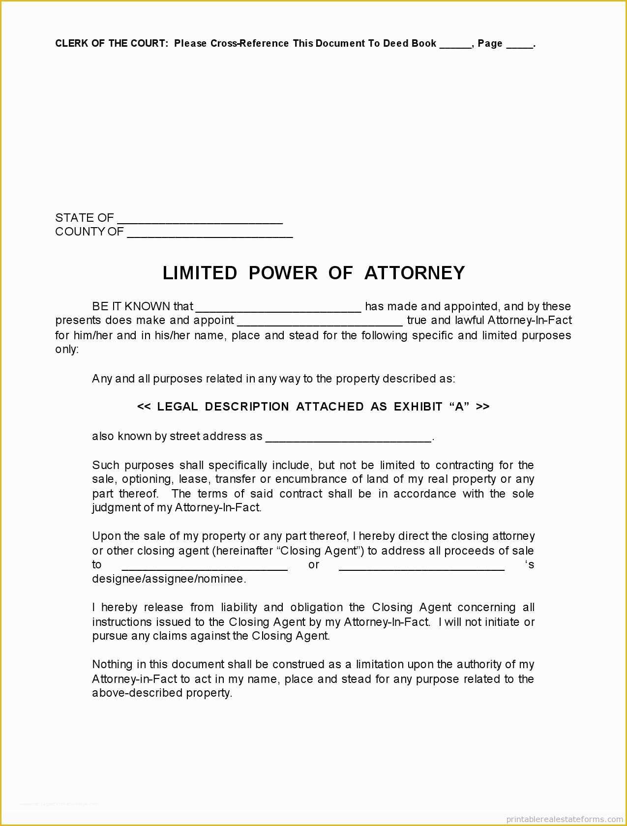 Special Power Of attorney Template Free Of Free Printable Limited Power Of attorney forms [sample]