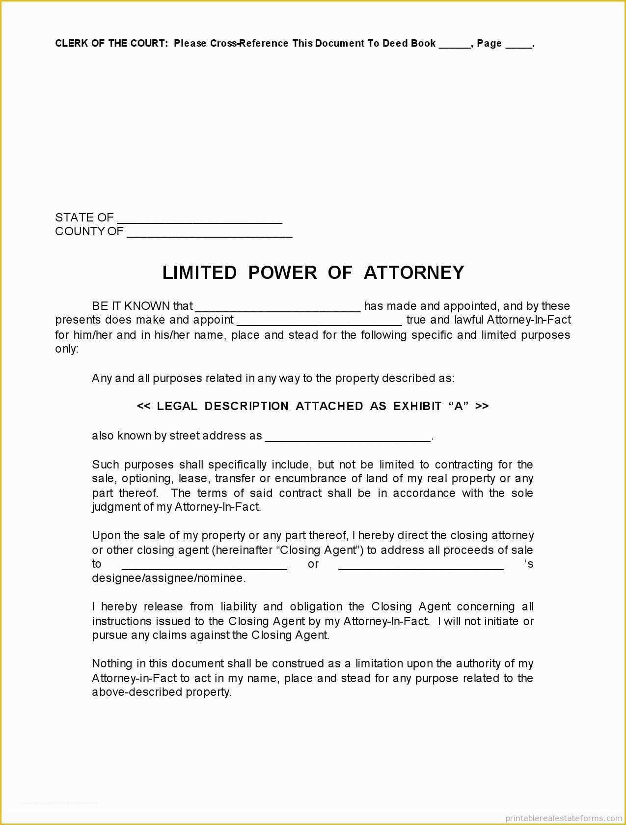 Special Power Of Attorney Template Free Of Form Special Power Attorney