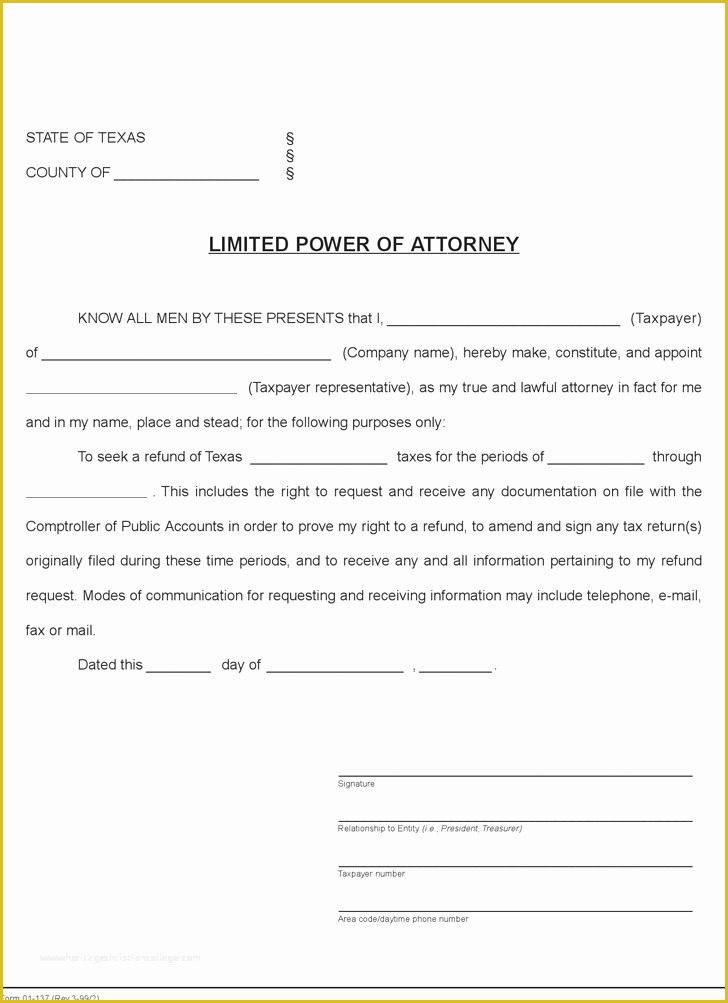 Special Power Of attorney Template Free Of Free Texas Limited Power Of attorney form Pdf 14kb