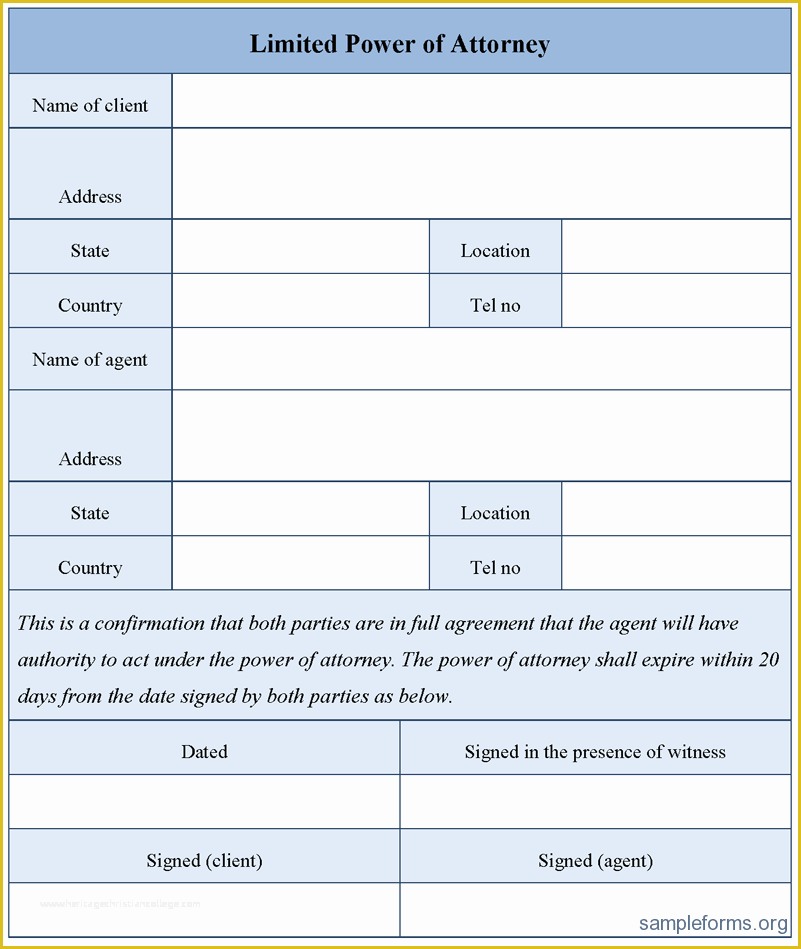 Special Power Of attorney Template Free Of Limited Power Of attorney form Sample forms