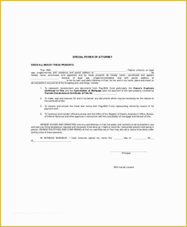 Special Power Of attorney Template Free Of Power Of attorney 10 Free Word Pdf Documents Download