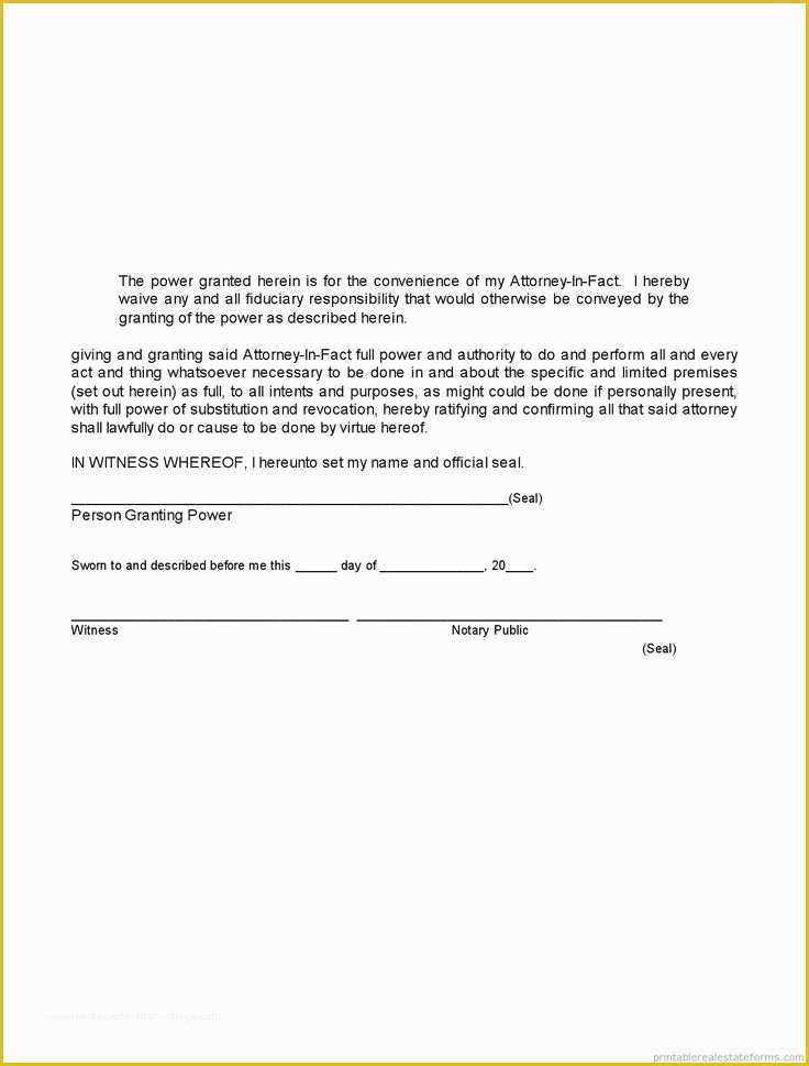 Special Power Of attorney Template Free Of Sample Printable Limited Power Of attorney form