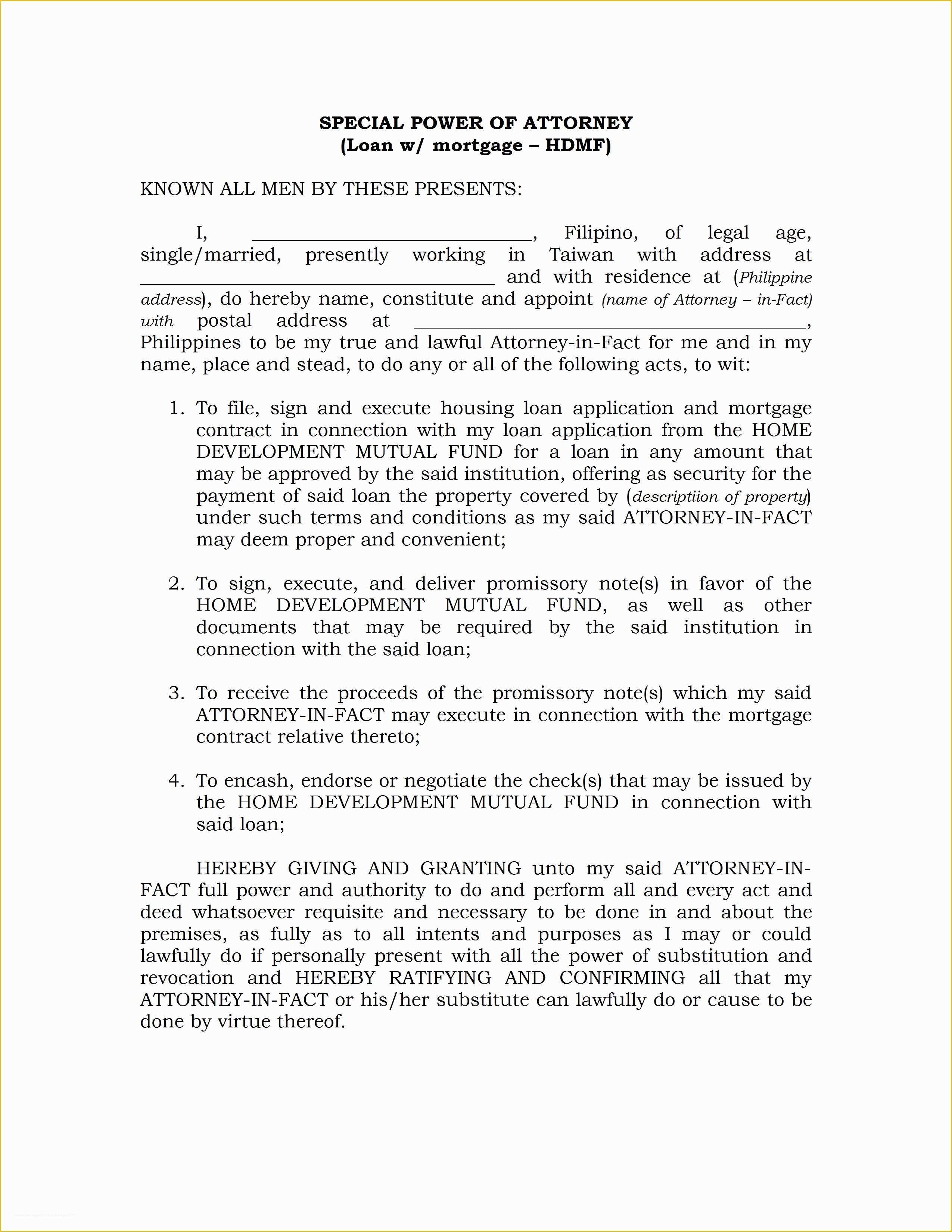 Special Power Of attorney Template Free Of Special Power Of attorney Letter Template
